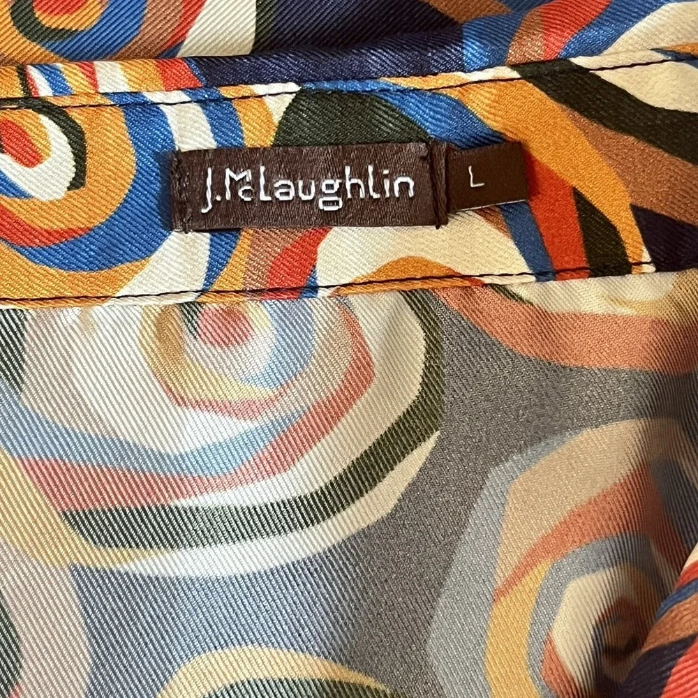 J McLaughlin Mollie Dress NEW Large Silk Blend Midi Mod Rose Pop Floral Career - Picture 4 of 11